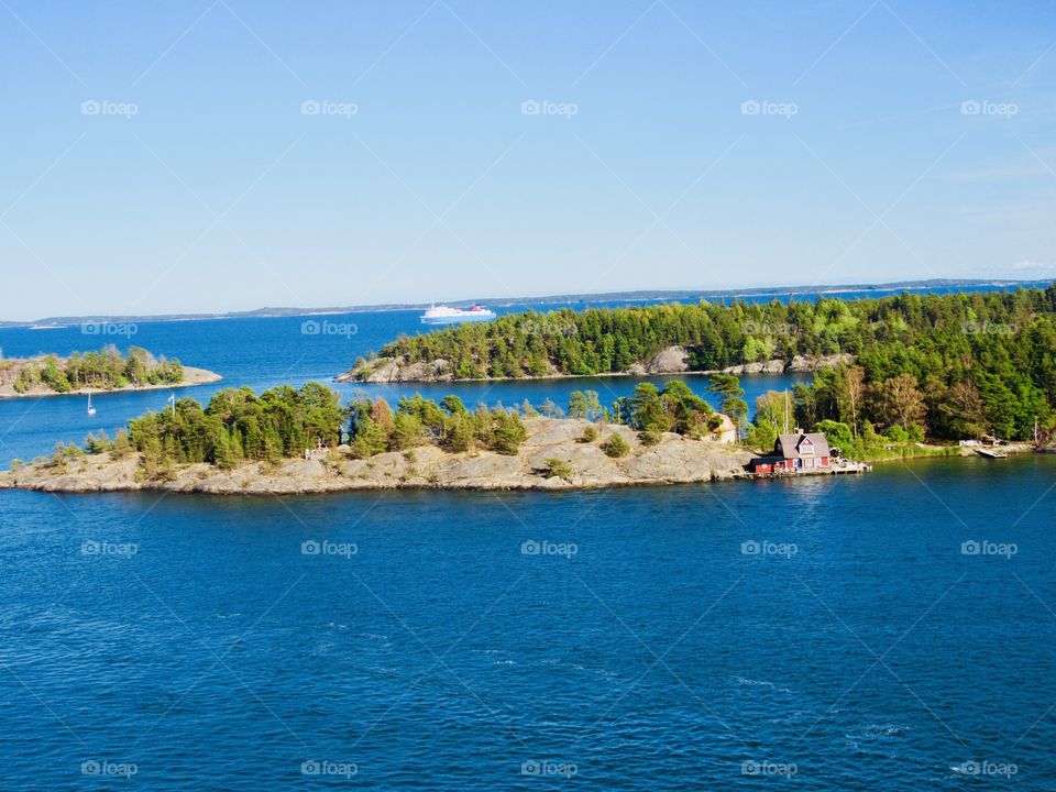 Tiny islands off the cost of Sweden