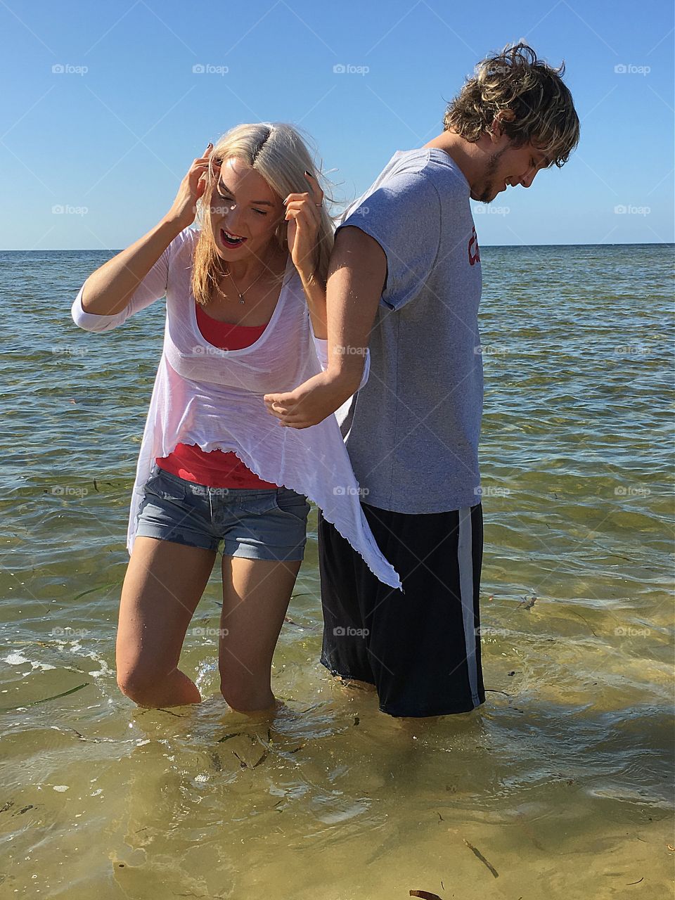 Happy couple in the lake