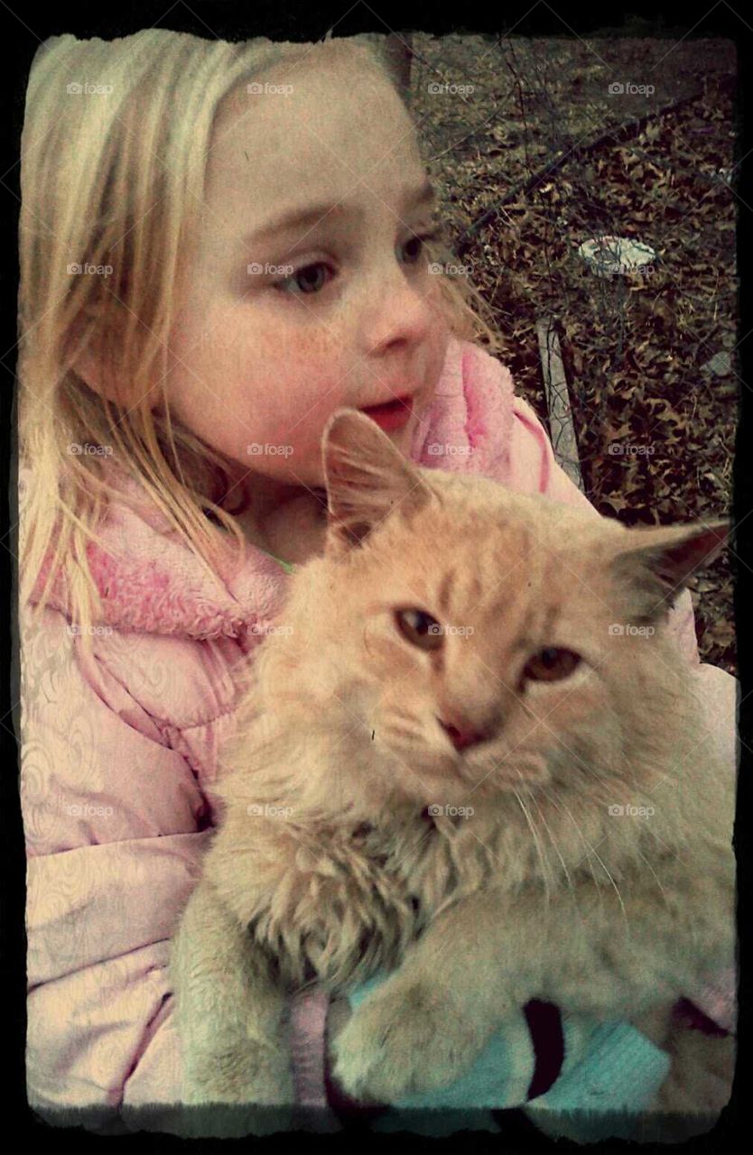 girl and her cat