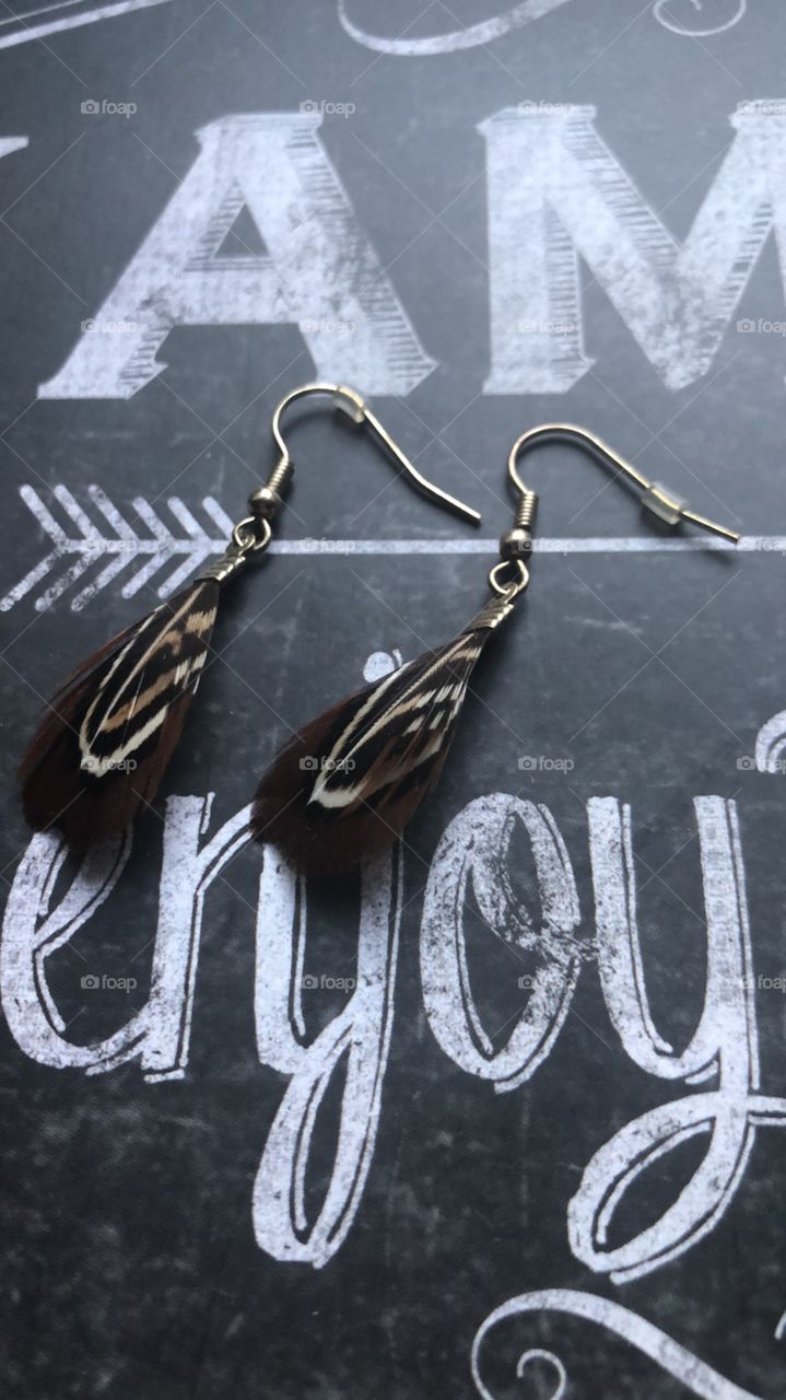 Multi tone Feather earrings 