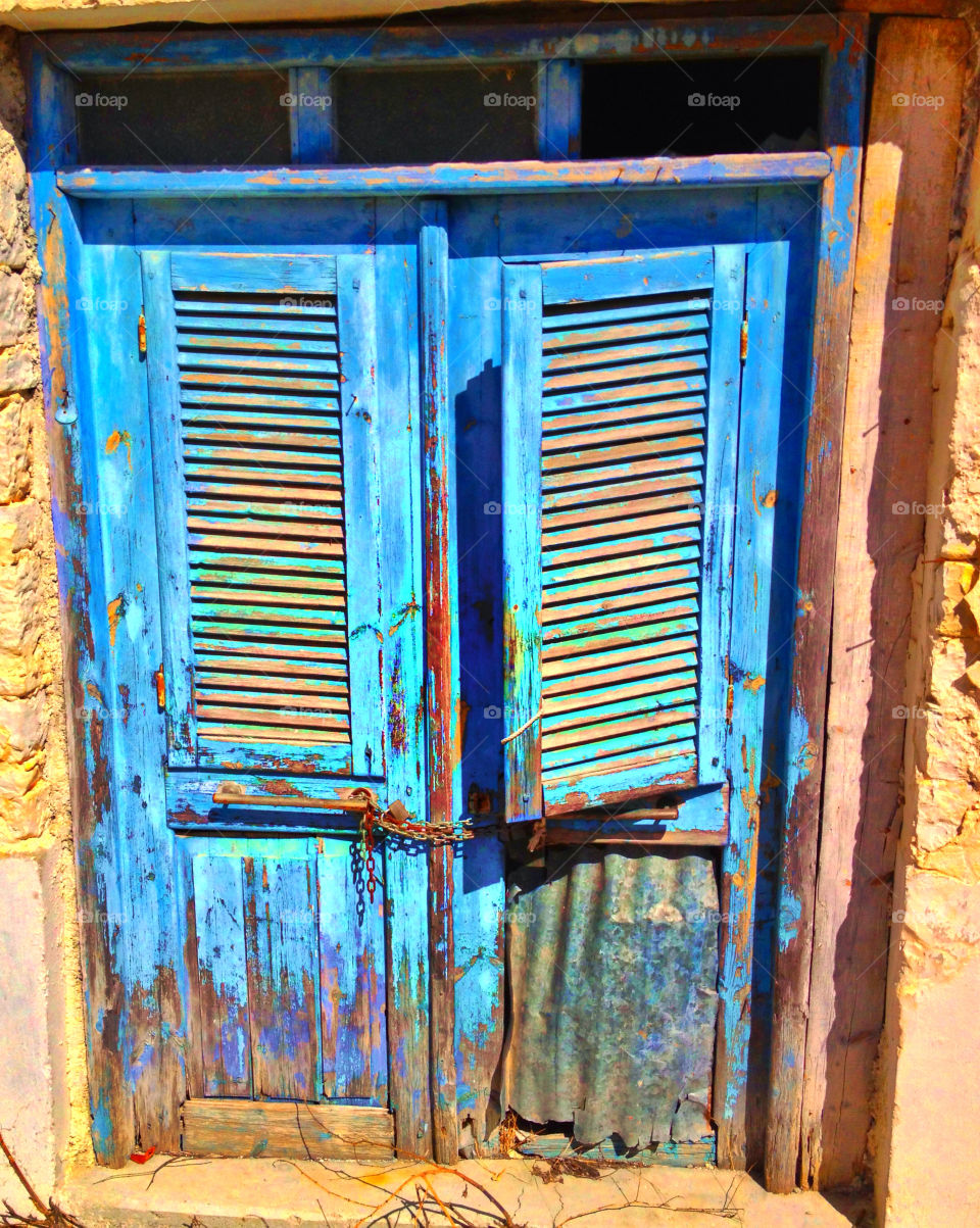 Old door in Omodos village, Troodos mountains Cyprus