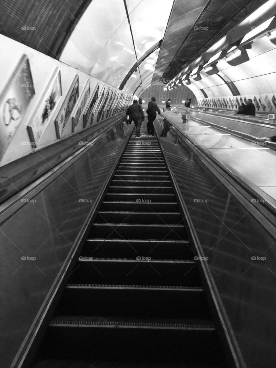 Stairs escalator going up perspective 