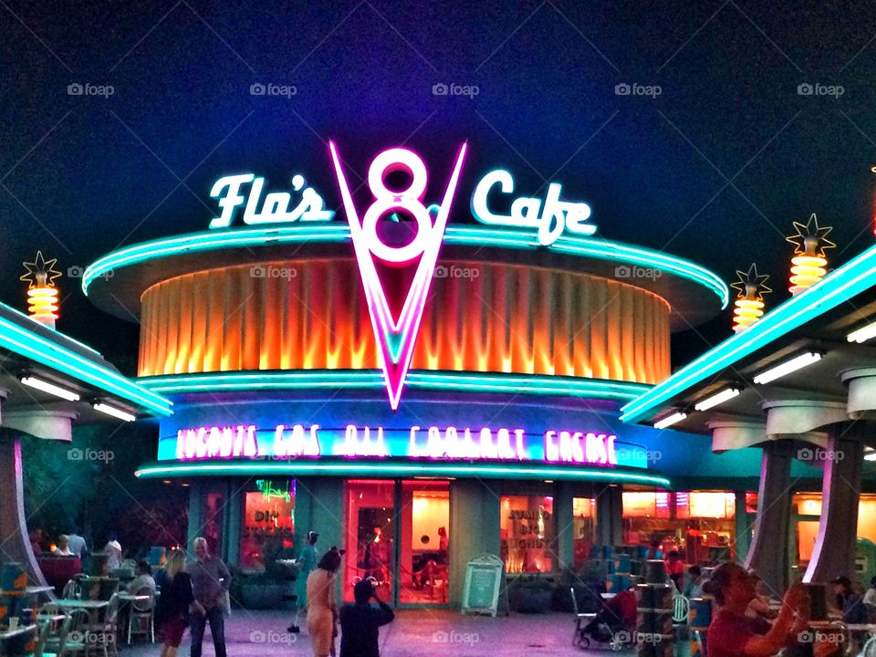Cafe at theme park. 