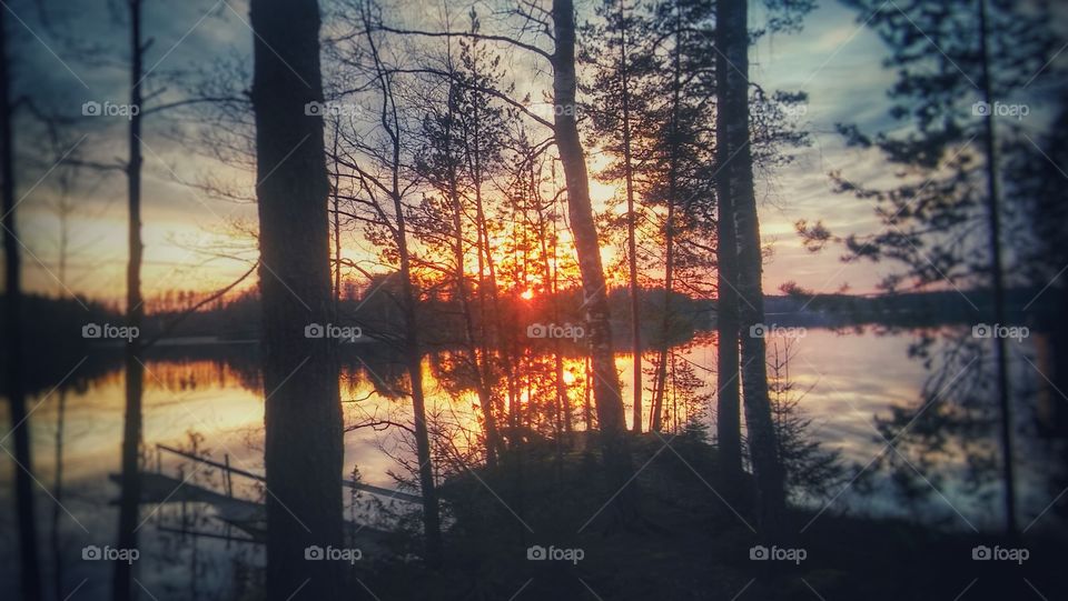 Sunset at a Finnish lakeside