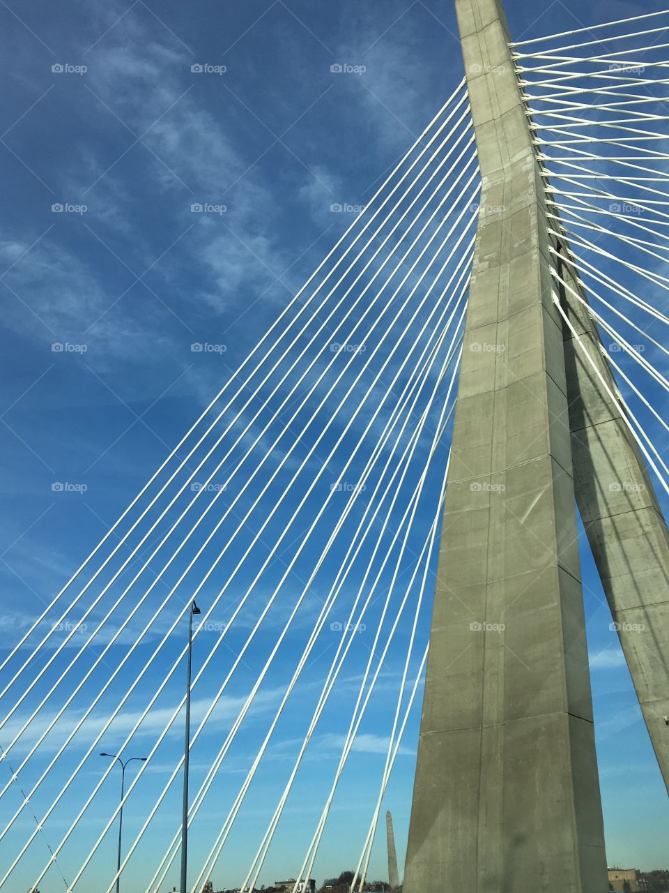 Driving over the Zakim bridge looking up 