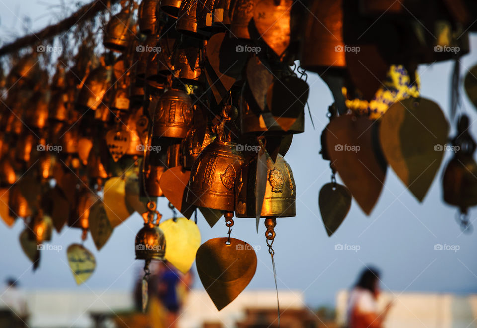 Bell's, bell with sunlight. Temple in Thailand, Bell of love, Beautiful of sunlight