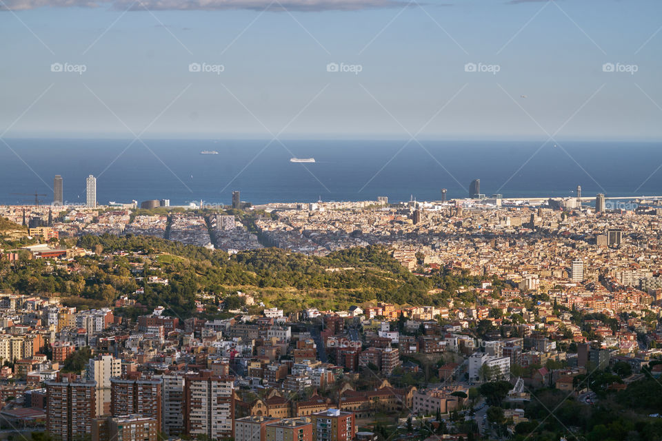 Aerial view of barcelona city