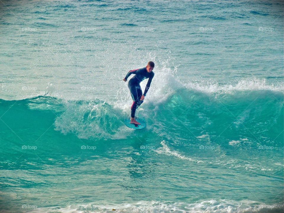 Surfing at Thousand Steps beach in Laguna Beach California 