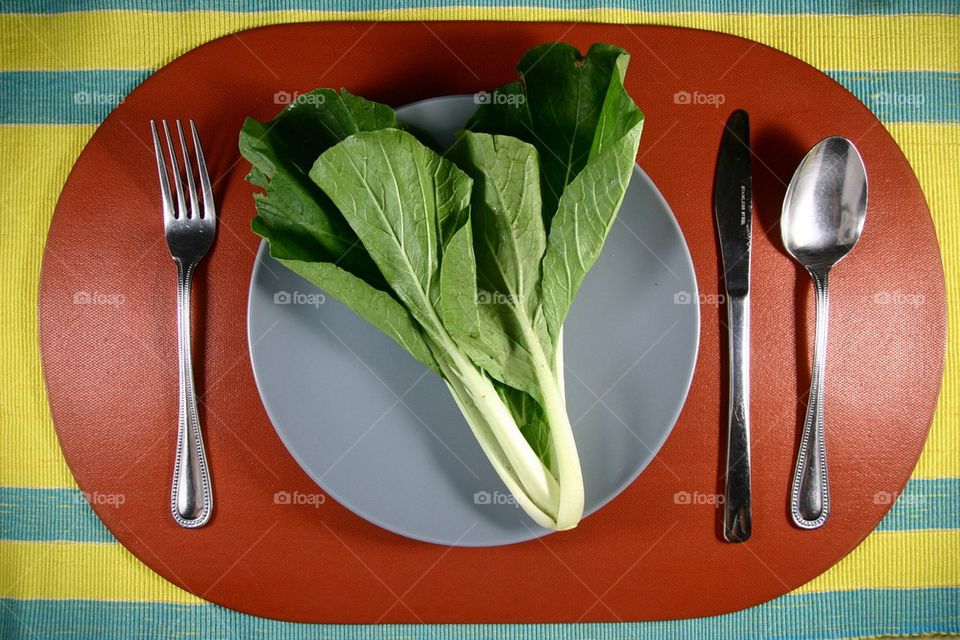 Pechay or Chinese cabbage on a plate