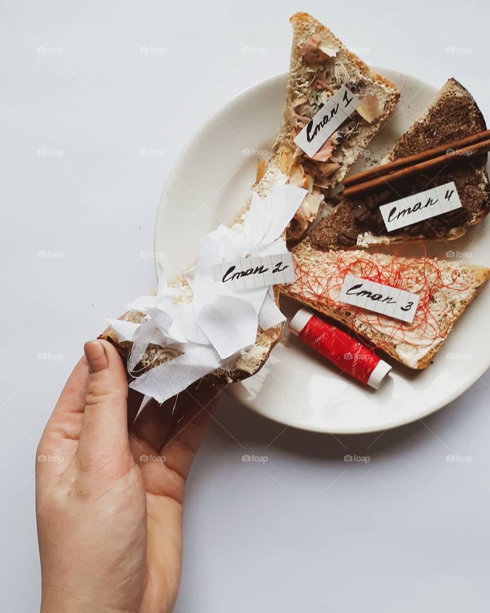 Inedible triangular sandwiches