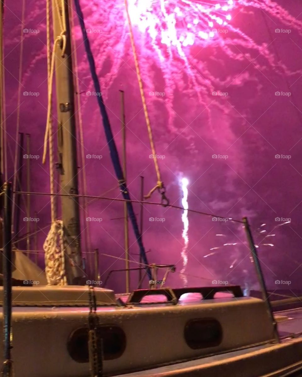 Sailboat fireworks