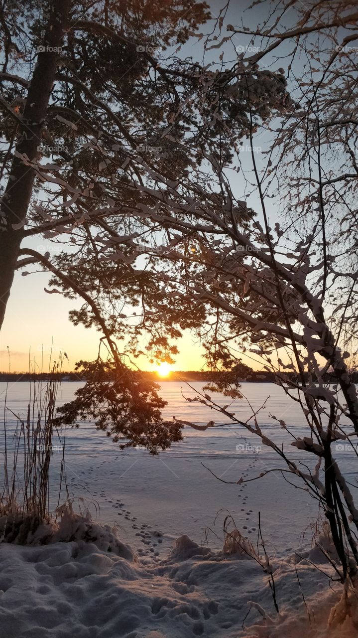 Winter shots from Finland. A beautiful sunset during the darkest season