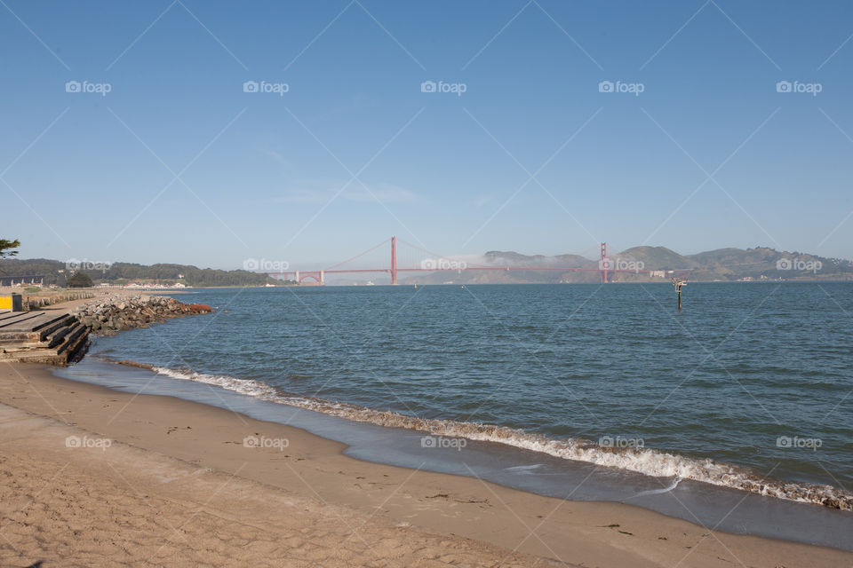 Pacific ocean sure with Golden gate Bridge in the back
