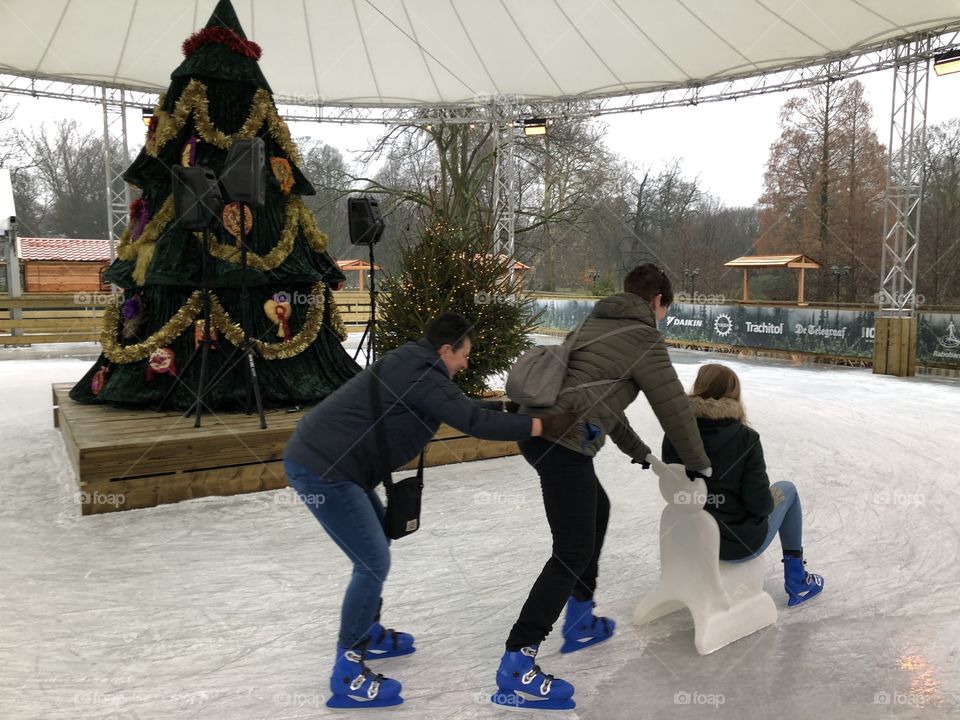 Having fun ice skating