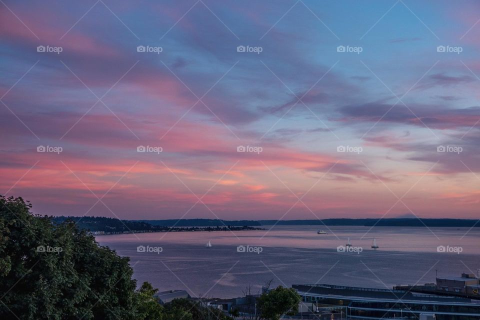 Sunset at the Seattle Coastline