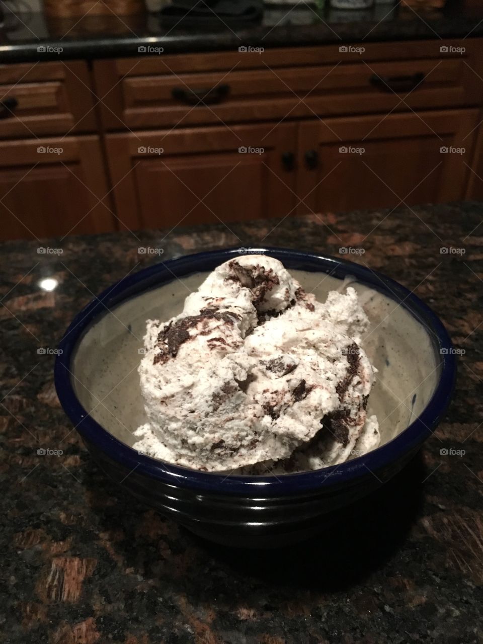 Oreo ice cream in a hand made bowl