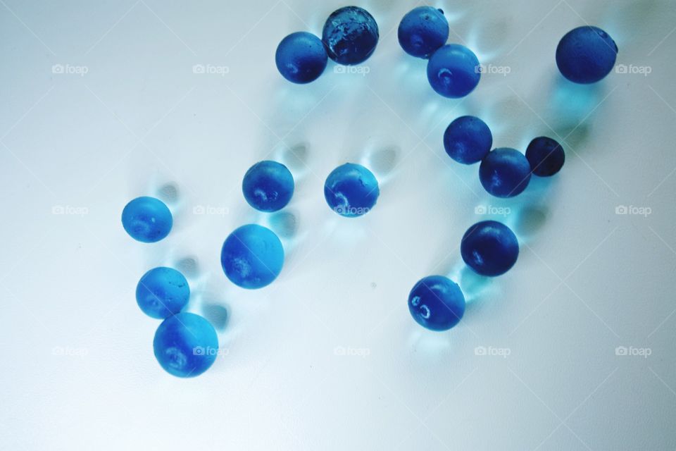 blue balls like little comets