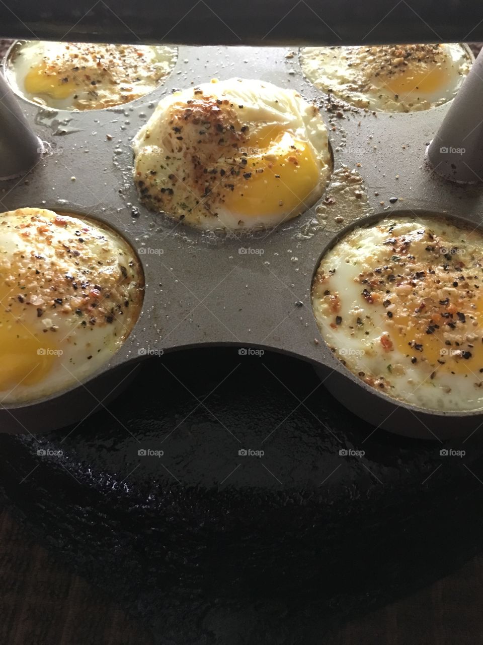 Delicious baked fluffy sunny side eggs