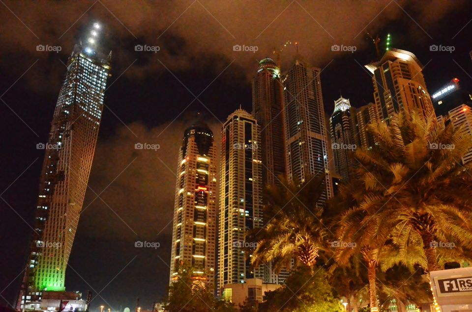 The skyscrapers in Dubai highlight a beautiful night like no other. 
