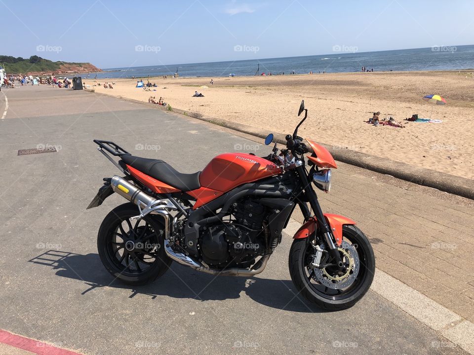This triumph was causing a “Triumph” of its own, by offering up a huge presence in Exmouth seafront in Devon, UK