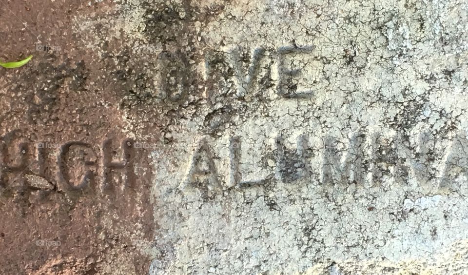 Closeup background image old brick with writing text