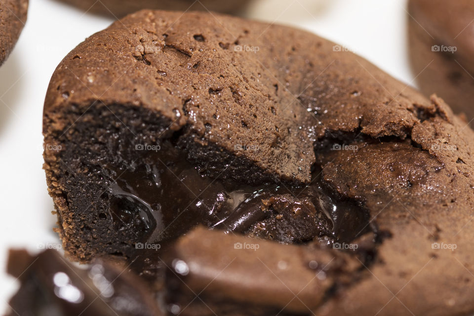 Delicious homemade lava cake full of creamy chocolate