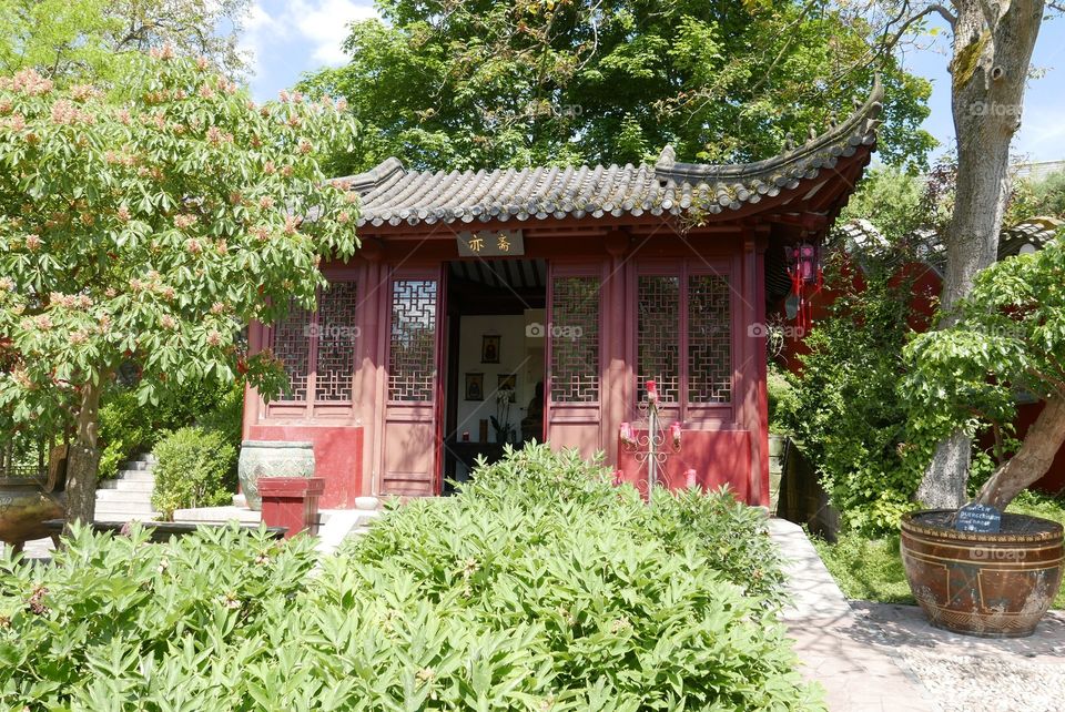 Small cabin in a garden