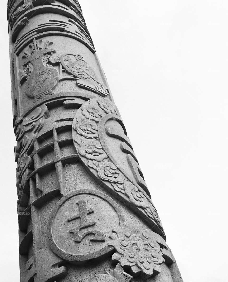 Carved Pillars at Yangtia Mountain in Shenzhen, China