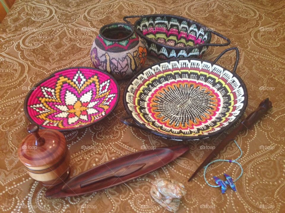Baskets and wood carvings from Panama