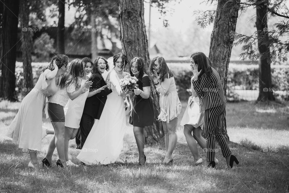 Surprise reaction friend to the bride's engagement ring