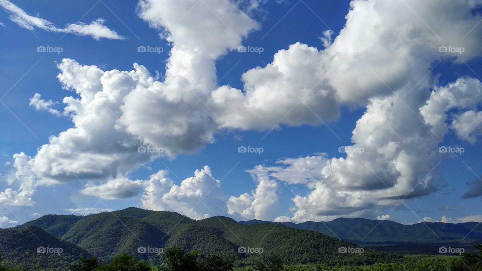 clouds and mountain , views