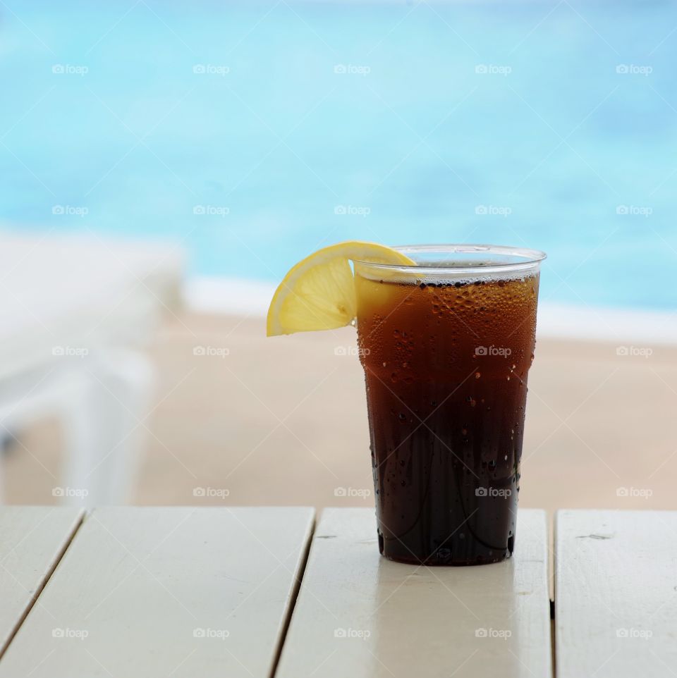 View of cold drink on table