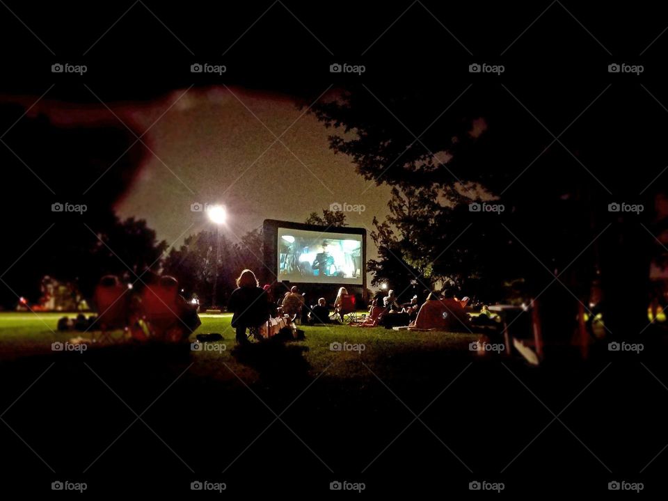Movies in the park at night