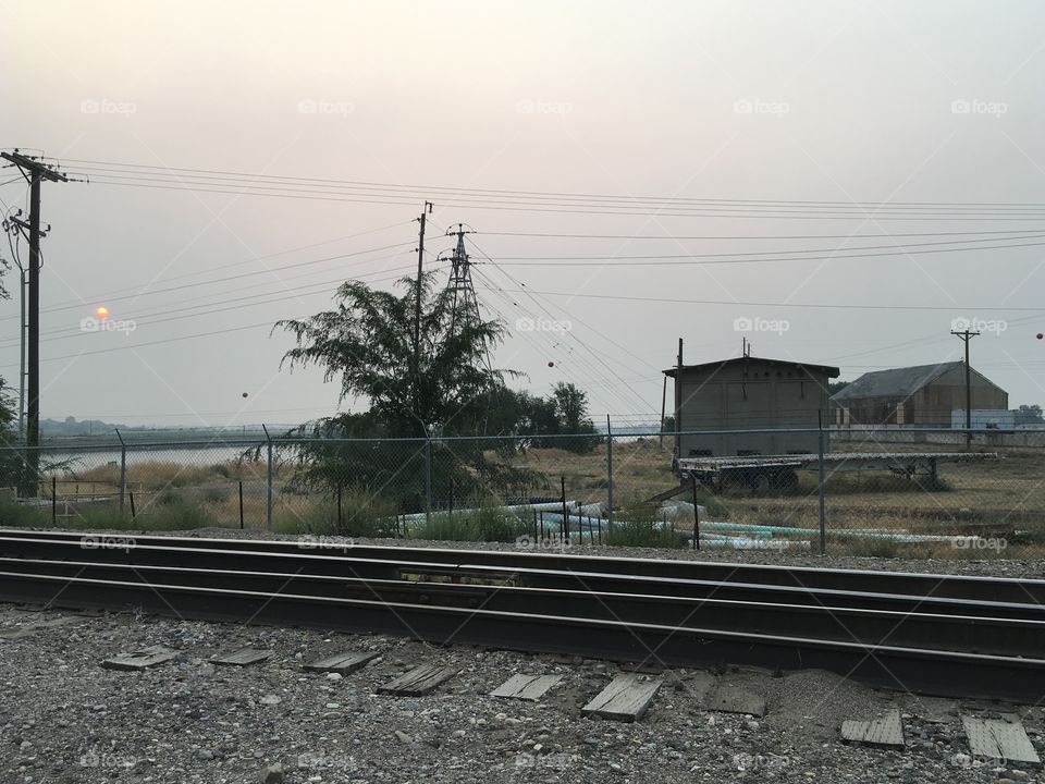 Railway in the evening.