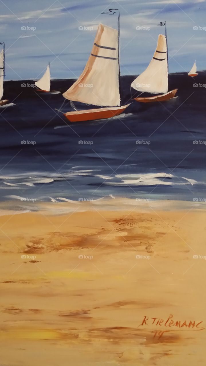 Sailing Ships. Painting made by my wife Rita Tielemans