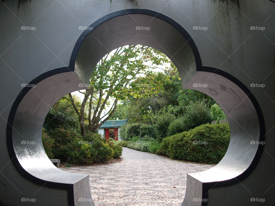 View on a garden in the city