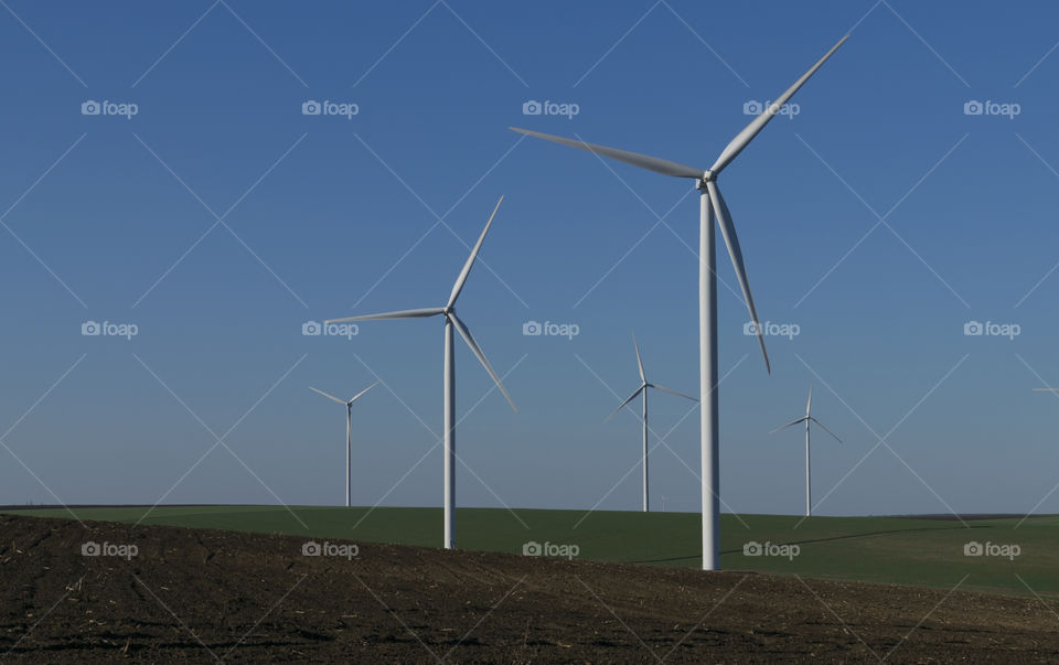 Wind turbine farm landscape