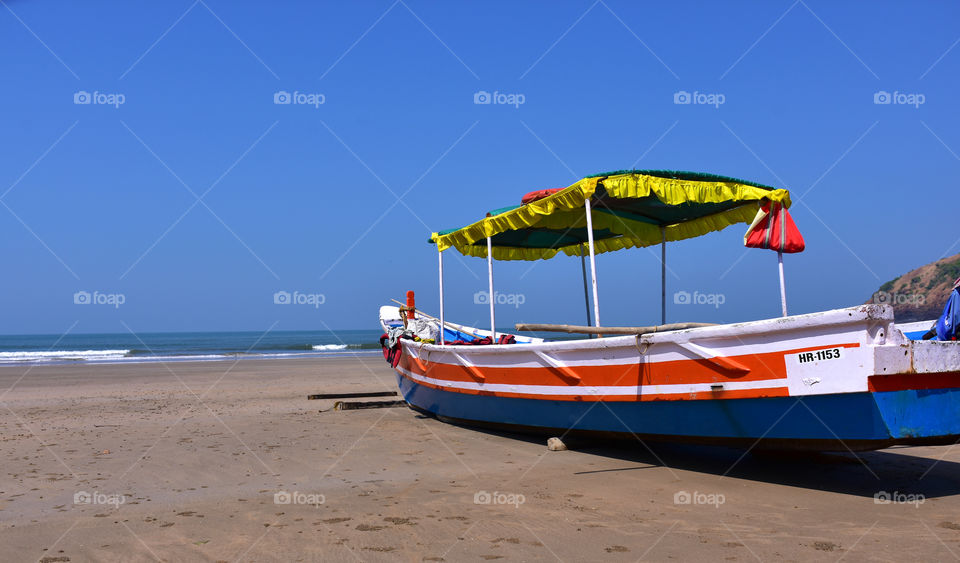 seaside beach boat fishing ocean island sea blue sky waves