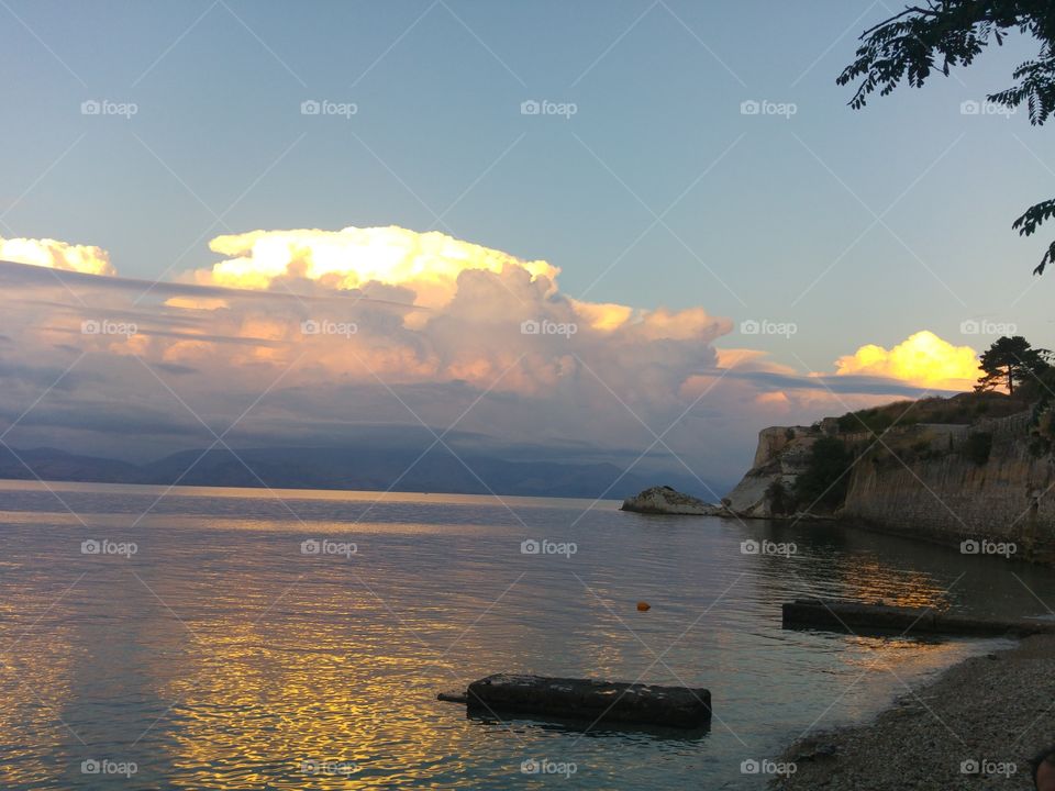 clouds on fire on  Corfu