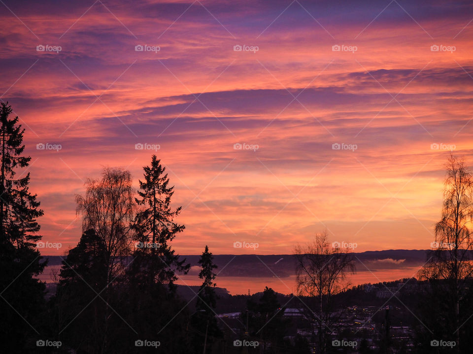 Sunset  at the Oslo fjord. 