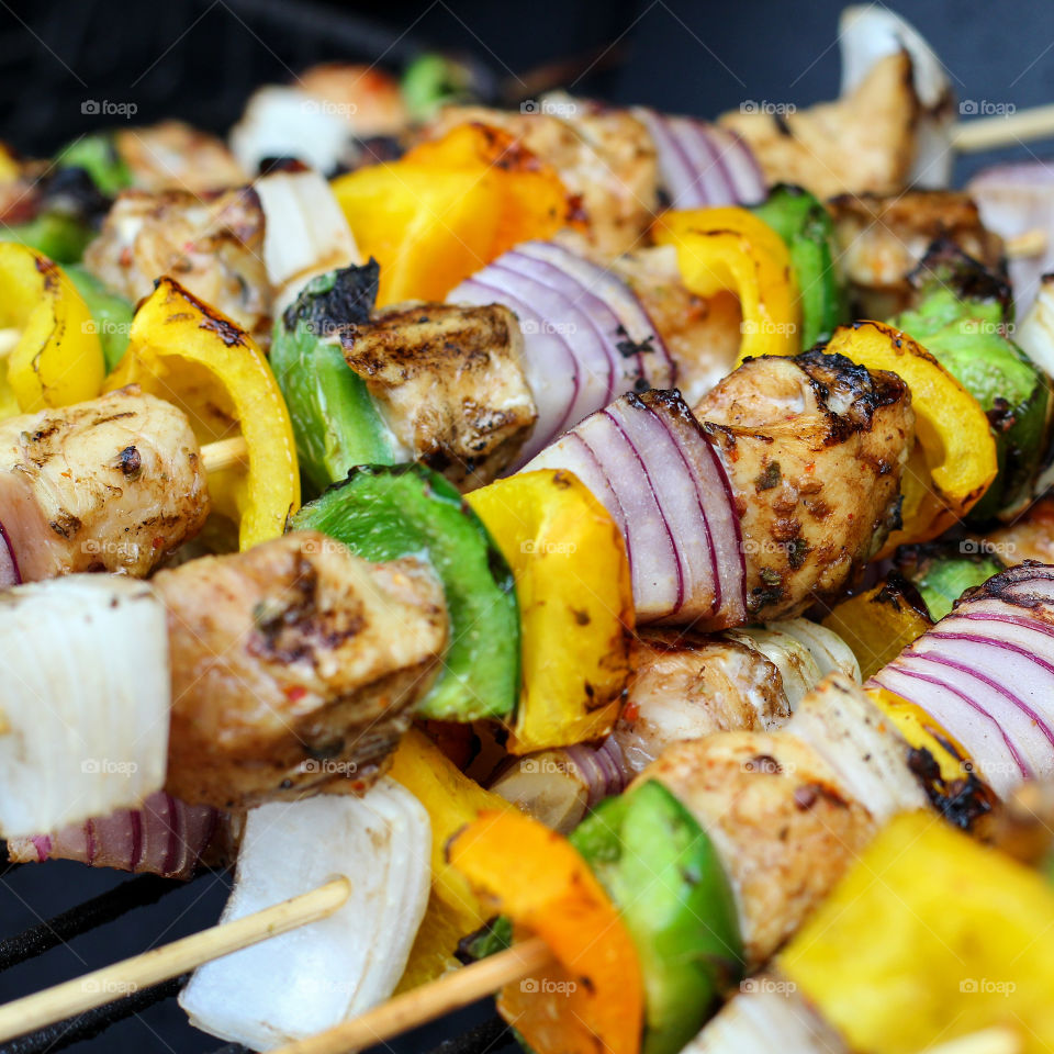 Vegetable and Chicken Skewers on the Grill