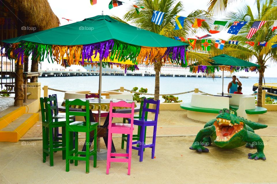 Colorful tables and chairs
