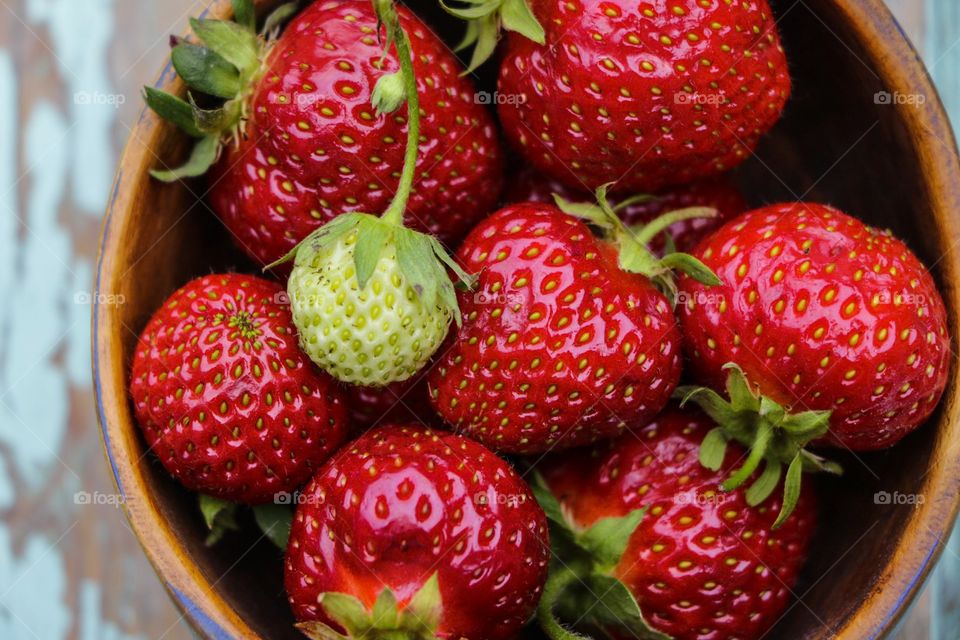 Overhead view of strawberries