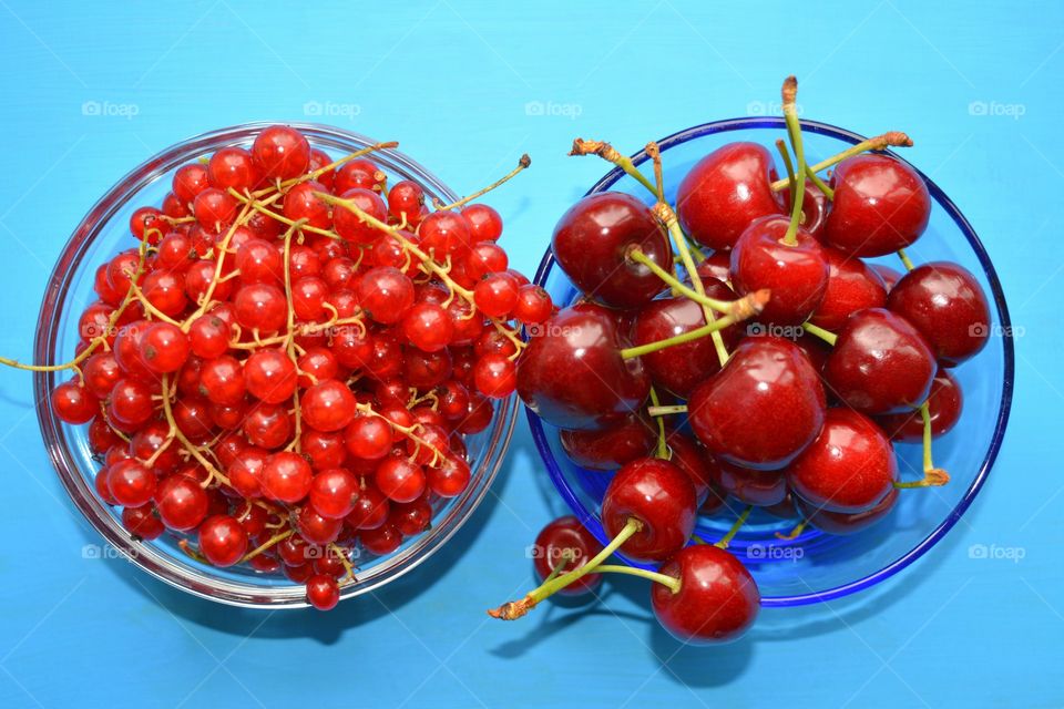 High angle view of red berry fruit