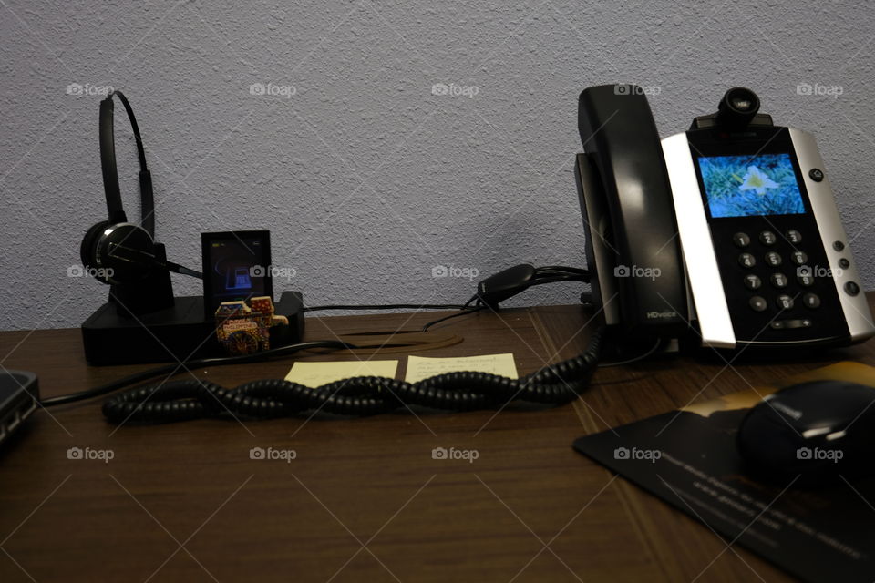 Office desk and phone