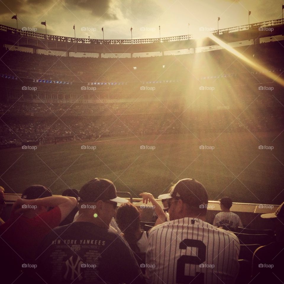 Yankee Stadium on a hot summer night