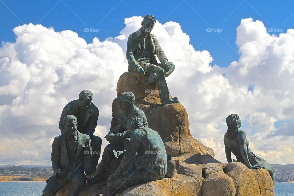 John Steinbeck statue. Tribe to "Grapes of Wrath".   Cannery Row. Monterey CA