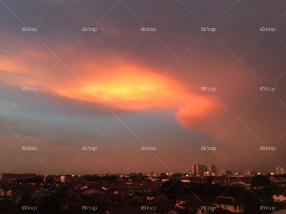 Evening sky in Bangkok.