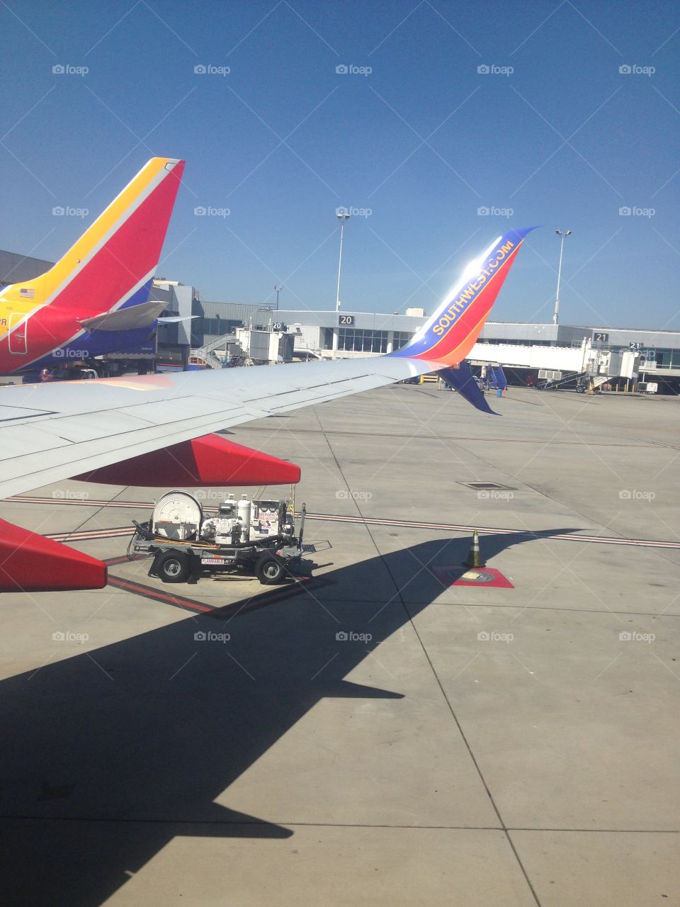 Southwest Airlines Flight ready to push back at Oakland International Airport 