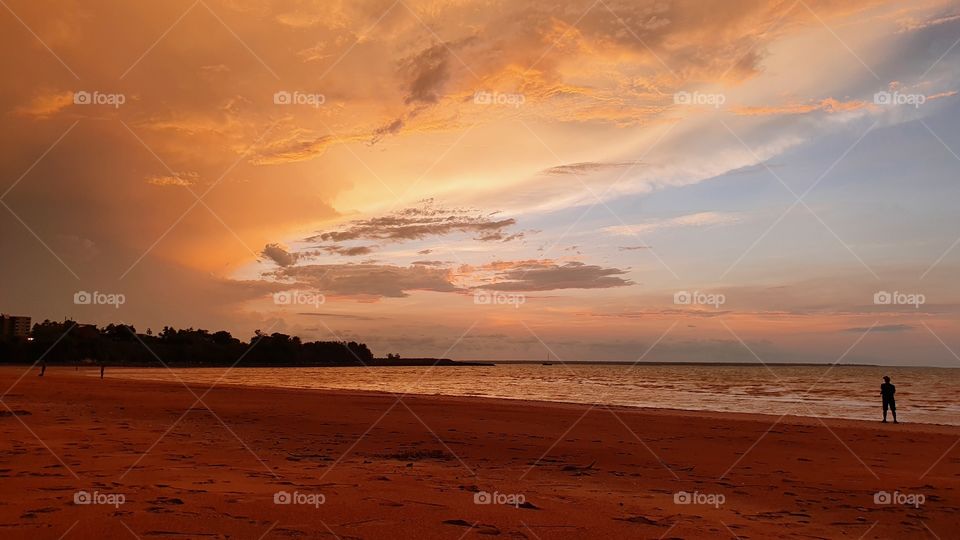 Amazing sunset views of the Mindil Beach in Darwin,  Northern Territory of Australia
